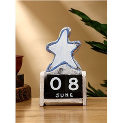 Календарь настольный «Морская звезда», 10.5×5.5×18 см, дерево, золотисто-синий