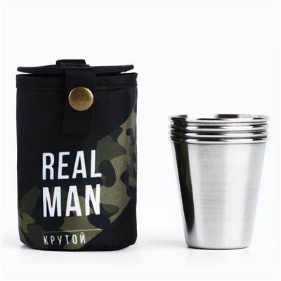 Стопки в чехле REAL MAN, набор 4 шт. х 70 мл