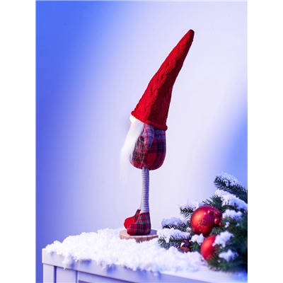 Фигура «Гном в красном» 55 см, текстиль, 1 LED, от батареек AG13×3, свечение тёплое белое