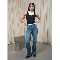 Актуальная коллекция CONTE CON-812 Синие джинсы straight с эффектом потёртостей