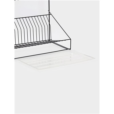 Посудосушитель настольный с поддоном, 38.5×38.5×24 см, черный