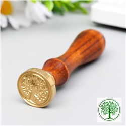 Печать для сургуча с деревянной ручкой «Деревце с молодыми листьями», 9×2.5×2.5 см