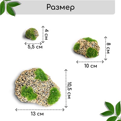 Мох искусственный, для декора, «Камни с мелкой каменной крошкой», набор 6 шт., бежевый, Greengo