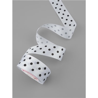 Лента атласная «Горошек», 40 мм, 23±1 м, белая №001