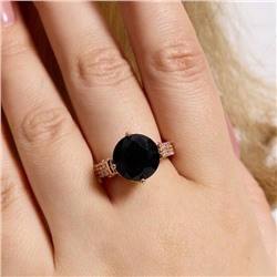 Кольцо 18 р ювелирная бижутерия коллекция "Дубай", покрытие позолота, вставка: фианиты и цирконы, цвет: черный и прозрачный, арт.414.128-18