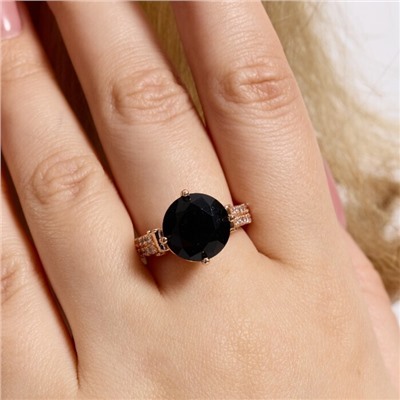 Кольцо 20 р бижутерия коллекция "Дубай", покрытие позолота, вставка: фианиты и цирконы, цвет: черный и прозрачный, арт.414.128-20