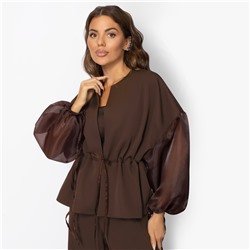 Брючный костюм для эффектных выходов, Серьезная леди (2 в 1, брауни, нью)