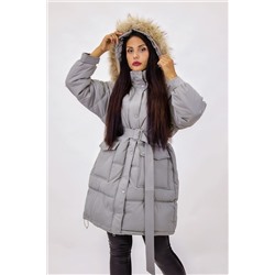 Куртка на поясе с натуральным мехом арт. 23226 НАТАЛИ, 1064297