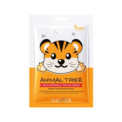 Маска для лица с рисунком тигра увлажняющая Sadoer Animal Tiger