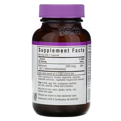 Bluebonnet Nutrition, Селен, бездрожжевой селенометионин, 200 мкг, 90 растительных капсул