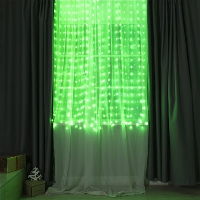 УЦЕНКА Умная гирлянда «Занавес», 2×2 м, IP20, 400 LED, USB, приложение, серебристая нить, свечение RGB