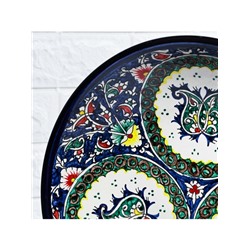 Ляган узбекский Риштанская Керамика «Узоры», d=33 см, глубокий, синий