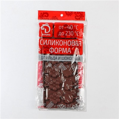 Форма для леденцов Доляна «Клумба», силикон, 25×10.5×1 см, 12 ячеек (3.2×3 см), с палочками, коричневая