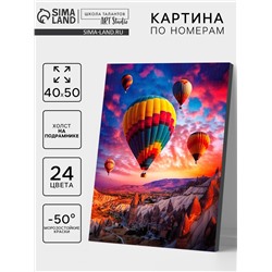 Картина по номерам на холсте с подрамником «Воздушный шар на закате» 40×50 см