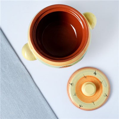 Жаровня Кунгурская керамика, 2 л, с ручками, разноцветная