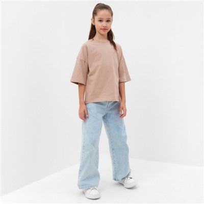 Футболка детская MINAKU:Basic line kids, бежевая, рост 122-128 см