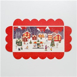 Коробка для кондитерских изделий новогодняя с пластиковой крышкой «Карусель», 10.5×21×3 см