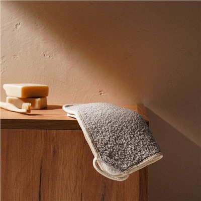 Мочалка массажная SL Home «Ортика», бамбуковое волокно, 21×20.5 см, бежевая