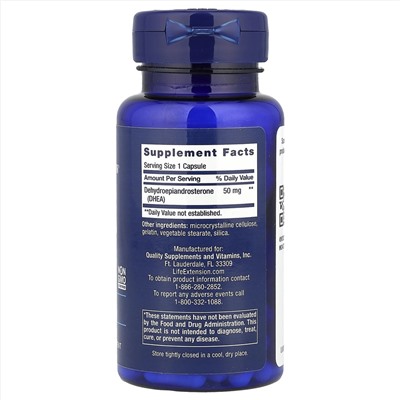 Life Extension, DHEA, 50 мг, 60 капсул