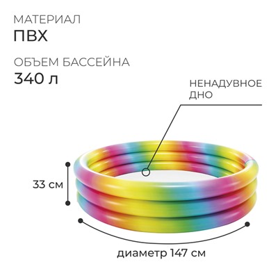 Бассейн надувной INTEX «Радуга», 147×33 см, от 2 лет, 58439NP