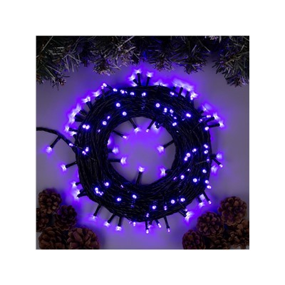 Гирлянда «Нить» 20 м, IP20, тёмная нить, 200 LED, свечение фиолетовое, 8 режимов, 220 В