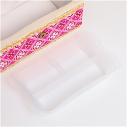 Шкатулка для рукоделия и шитья «Геометрия в цветах», хранение ниток, иголок, мелочи, розовая 9.5×19.5×13 см