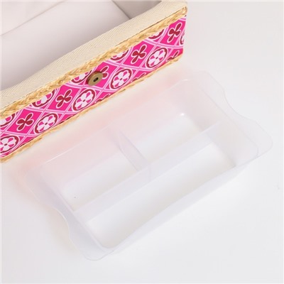 Шкатулка для рукоделия и шитья «Геометрия в цветах», хранение ниток, иголок, мелочи, розовая 9.5×19.5×13 см