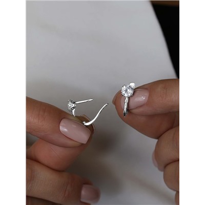Серьги из серебра с фианитами родированные 925 пробы С-7299р200
