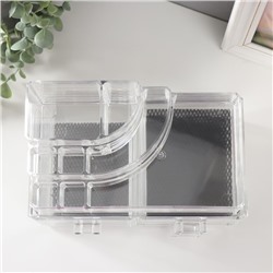 Шкатулка-органайзер для хранения мелочей, украшений 4 ящика, пластик, прозрачная, 19×14×24 см