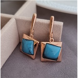 Серьги висячие под бирюзу, покрытие позолота, коллекция "Дубайское Золото", арт. 947.776
