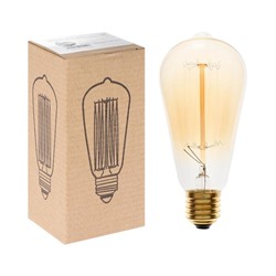 Лампа накаливания винтажная «Ретро», ST64, 60 Вт, Е27, 230 В, 145×64 мм, теплый белый