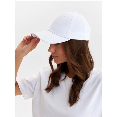 Кепка однотонная MINAKU белая, размер 58, хлопок 100%