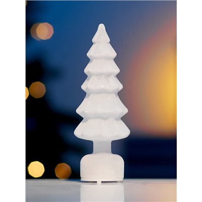 Фигура светодиодная «Ёлочка бархатная белая», 1 LED, 15×6 см, от батареек 3xAG13, свечение тёплое белое