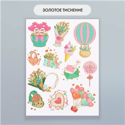 Набор бумажных наклеек для декора «Сердца», 2 листа, 20×15 см