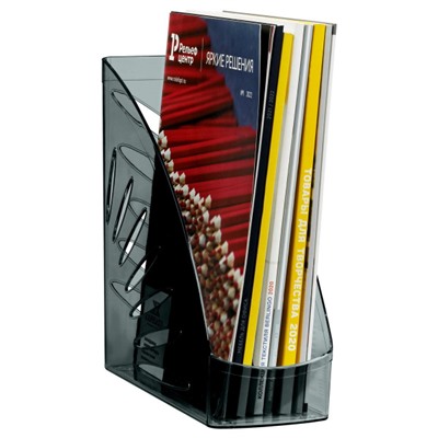 Лоток для бумаг вертикальный 110 мм "Тропик" тонированный черный ЛТВ-31110 Стамм