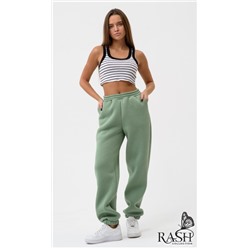 Джоггеры с начесом оливка