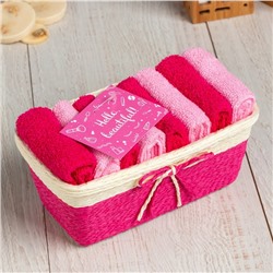 Салфетки махровые декоративные «Этель» Beautiful, 8 шт., 30×30 см, хлопок 100%, фуксия