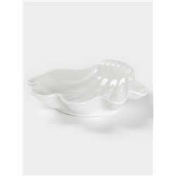 Блюдо для подачи ракушка Доляна White Label, 21.5×21×5.5 см, фарфор, белое