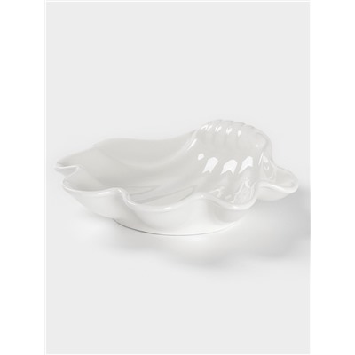 Блюдо для подачи ракушка Доляна White Label, 21.5×21×5.5 см, фарфор, белое