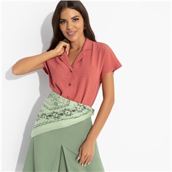 Блуза в мелкую клетку, Стильный автограф (терракотовая)