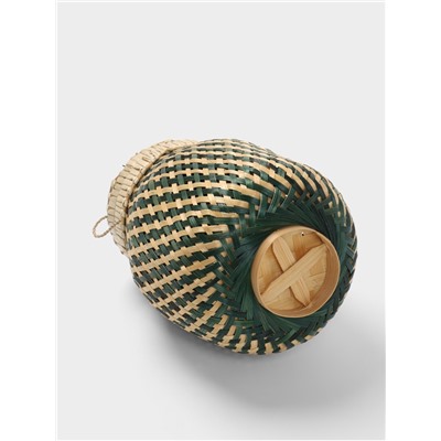 Корзинка плетёная с крышкой, 15×15×17 см, бамбук