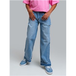 Брюки текстильные джинсовые для девочек