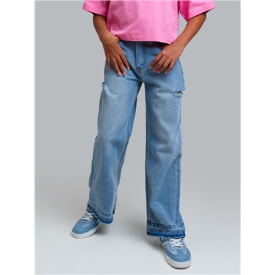 Брюки текстильные джинсовые для девочек