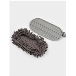 Швабра для мытья пола плоская гибкая Доляна, насадка из микрофибры букли 29×13 см, телескопическая стальная ручка 75(116) см, серая