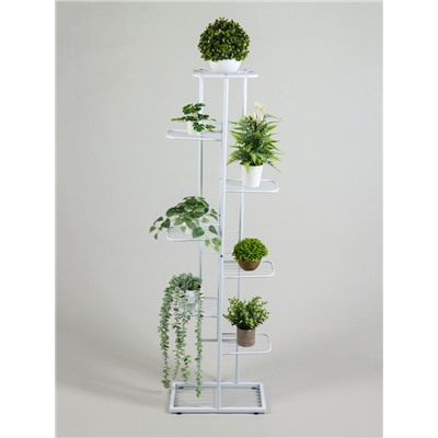 Подставка для цветов Greengo, 8 полок, 43×22×141 см, напольная, металл, белая