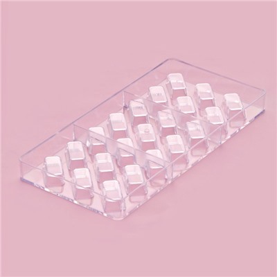 Форма для конфет и шоколада KONFINETTA «Буэно», 27.5×13.5×2.5 см, 21 ячейка 3.5×1.5×1 см, прозрачная