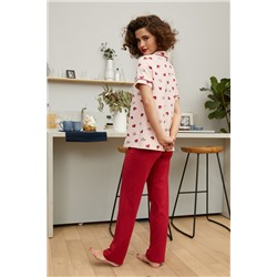 Пижама жакет к/рук, брюки жен Mia Cara SS21WJ327 French Kiss красный/сердечки