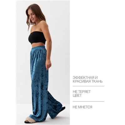 Брюки домашние женские KAFTAN Velvet, размер 52-54, синие