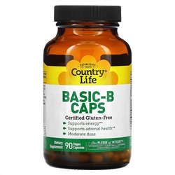 Country Life, Basic-B Caps, смесь витаминов группы В, 90 вегетарианских капсул