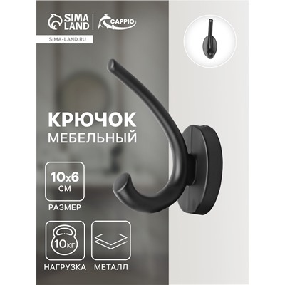 Крючок мебельный CAPPIO USUAL, двухрожковый, цвет черный